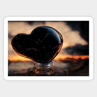 Black Broken Heart Art in Sunset /  Broken Hearts Unwind Designs Sticker